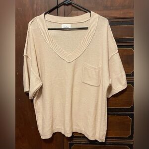 ANDREE BY UNIT Cream V-Neck Short Sleeve Top